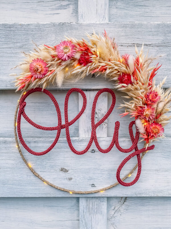 gepersonaliseerde floral hoop