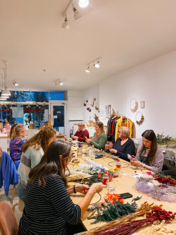 workshop dried floral hoops