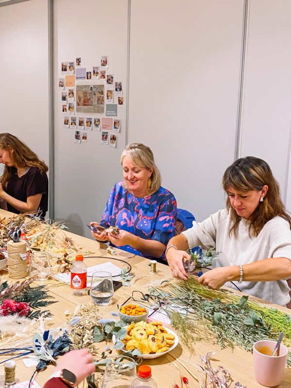 workshop dried floral hoops