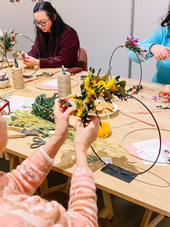 workshop dried floral hoops
