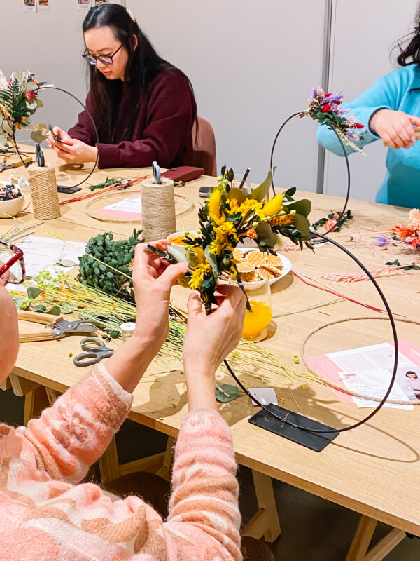 workshop dried floral hoops
