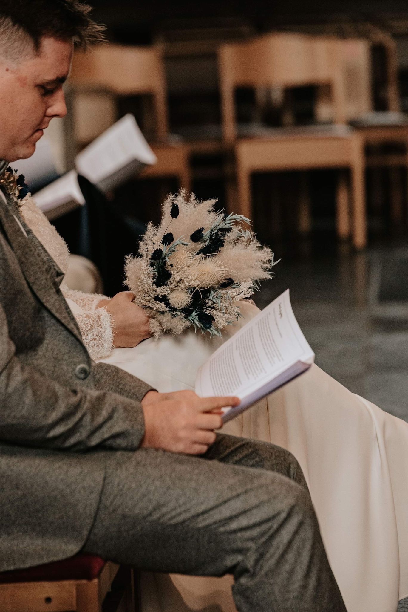 trouwboeket met droogbloemen