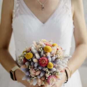 bruidsboeket met droogbloemen